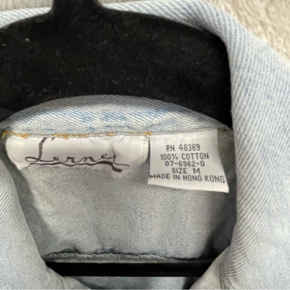 Lerner vintage denim jean jacket vest grunge distressed women’s medium light - Picture 8 of 8